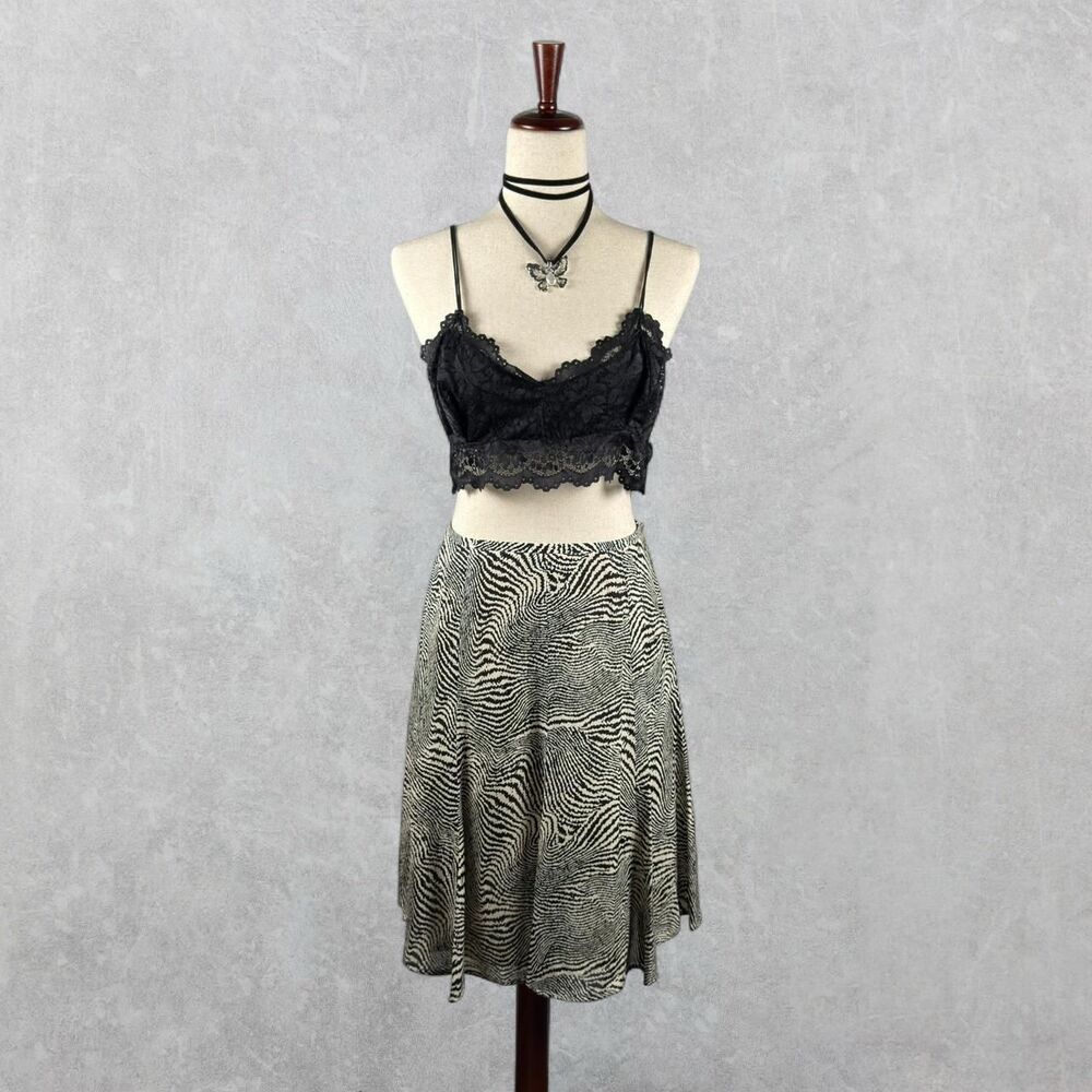 Vintage Liz Claiborne Petite 100% Silk Zebra Print Skirt - Picture 2 of 6